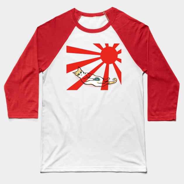 Haru, Cat of the Rising Sun Baseball T-Shirt by WhimsicalC